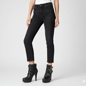 Steve Madden Black Leather Platform Aviator Boots with Straps, Buckles & Snaps 8